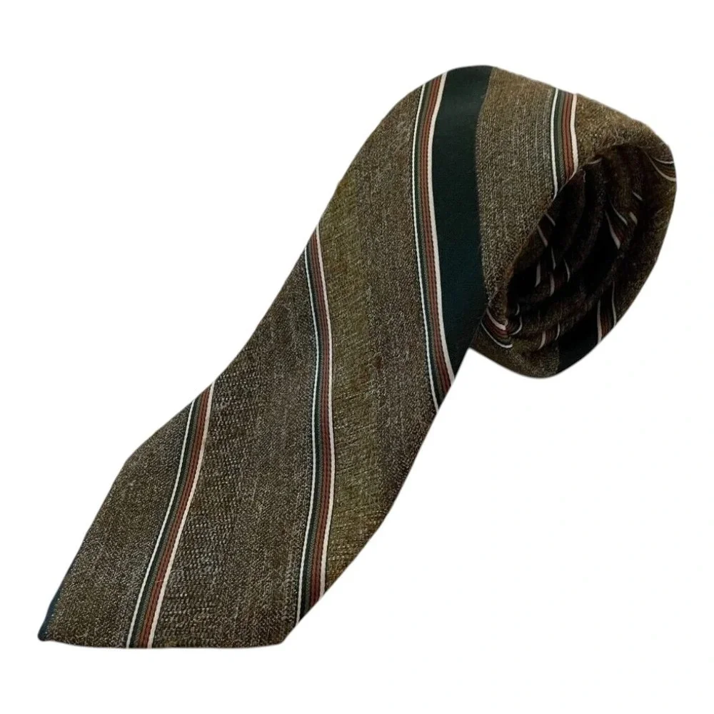 Don Loper Beverly Hills Men's Classic Neck Tie Brown Retro Stripe Polyester